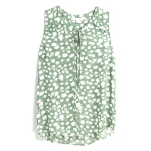 Fun2fun Ulrica Sage Green Floral Sleeveless Sheer Blouse Medium M